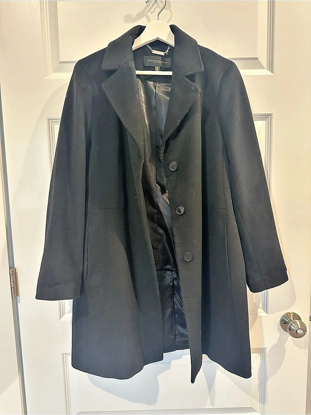 Cashmere Blend Notch Collar Single Breasted Reefer Coat